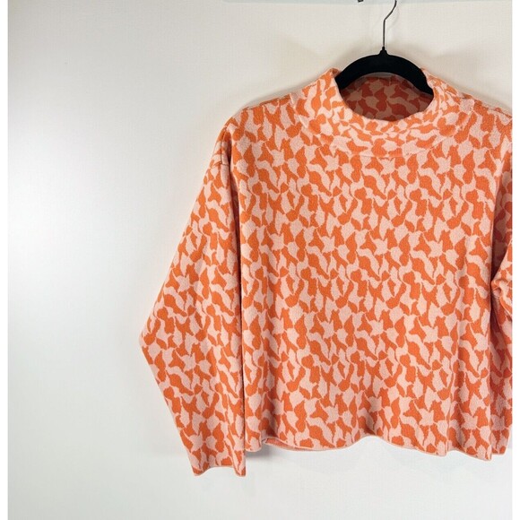 Anthropologie Maeve Womens Sweater Orange Carys Mock Neck Cropped Pullover SP - Picture 6 of 10